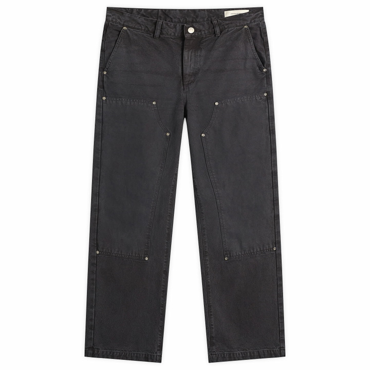Photo: mfpen Women's Womens Double Knee Jeans in Dark Grey Canvas