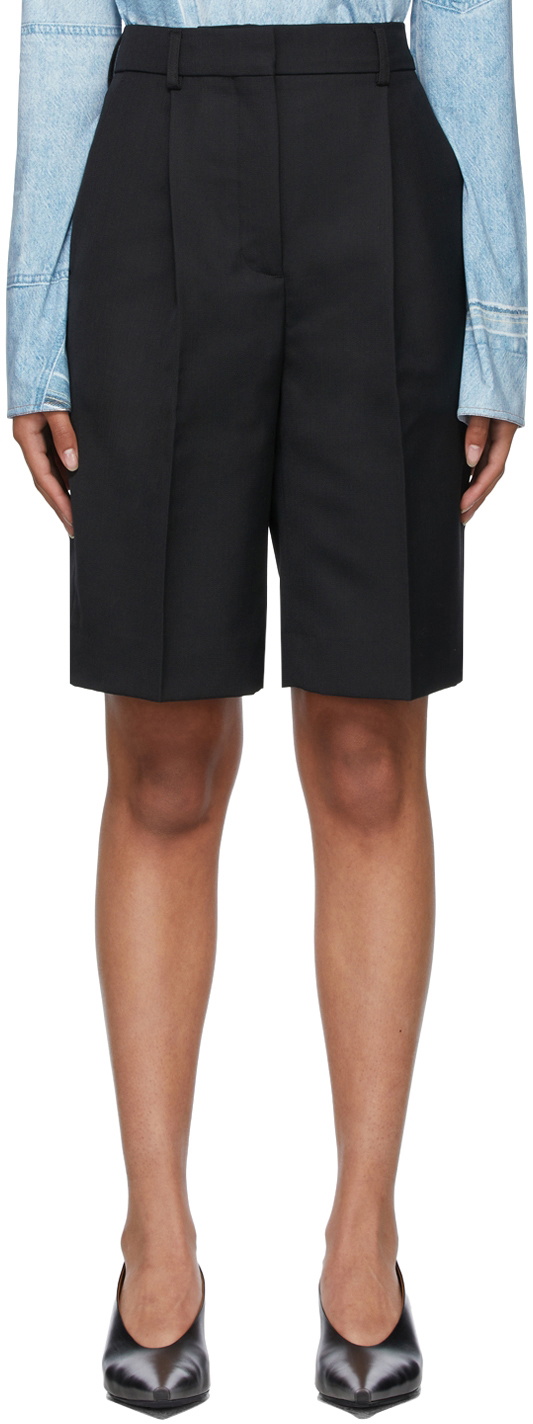Acne Studios Black Wool Pleated Shorts Acne Studios
