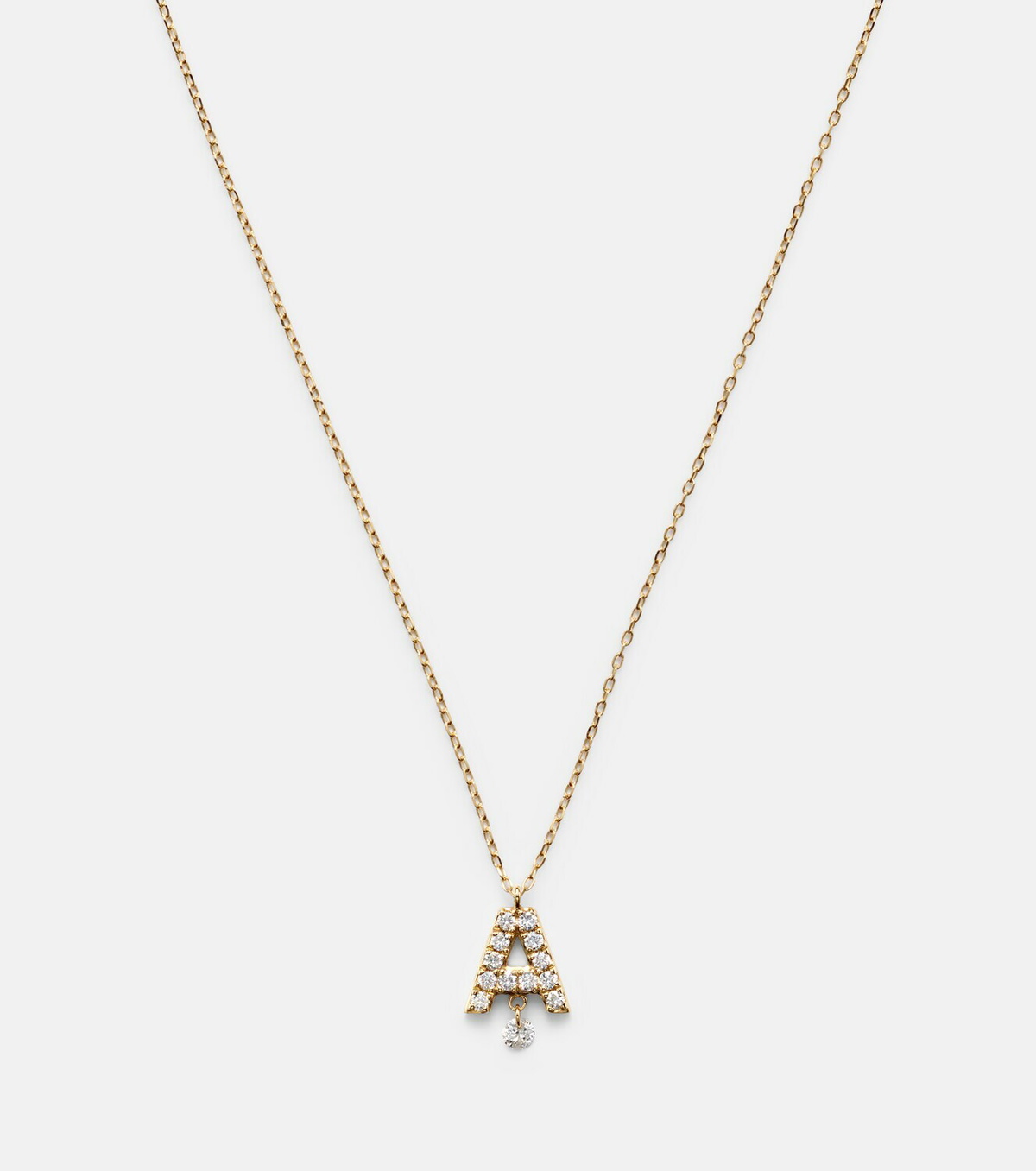Persée Alphabet A 18kt gold necklace with diamonds