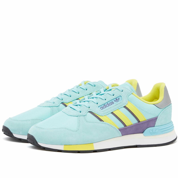 Photo: Adidas Men's Treziod 2 Sneakers in Clear Aqua/Shock Yellow