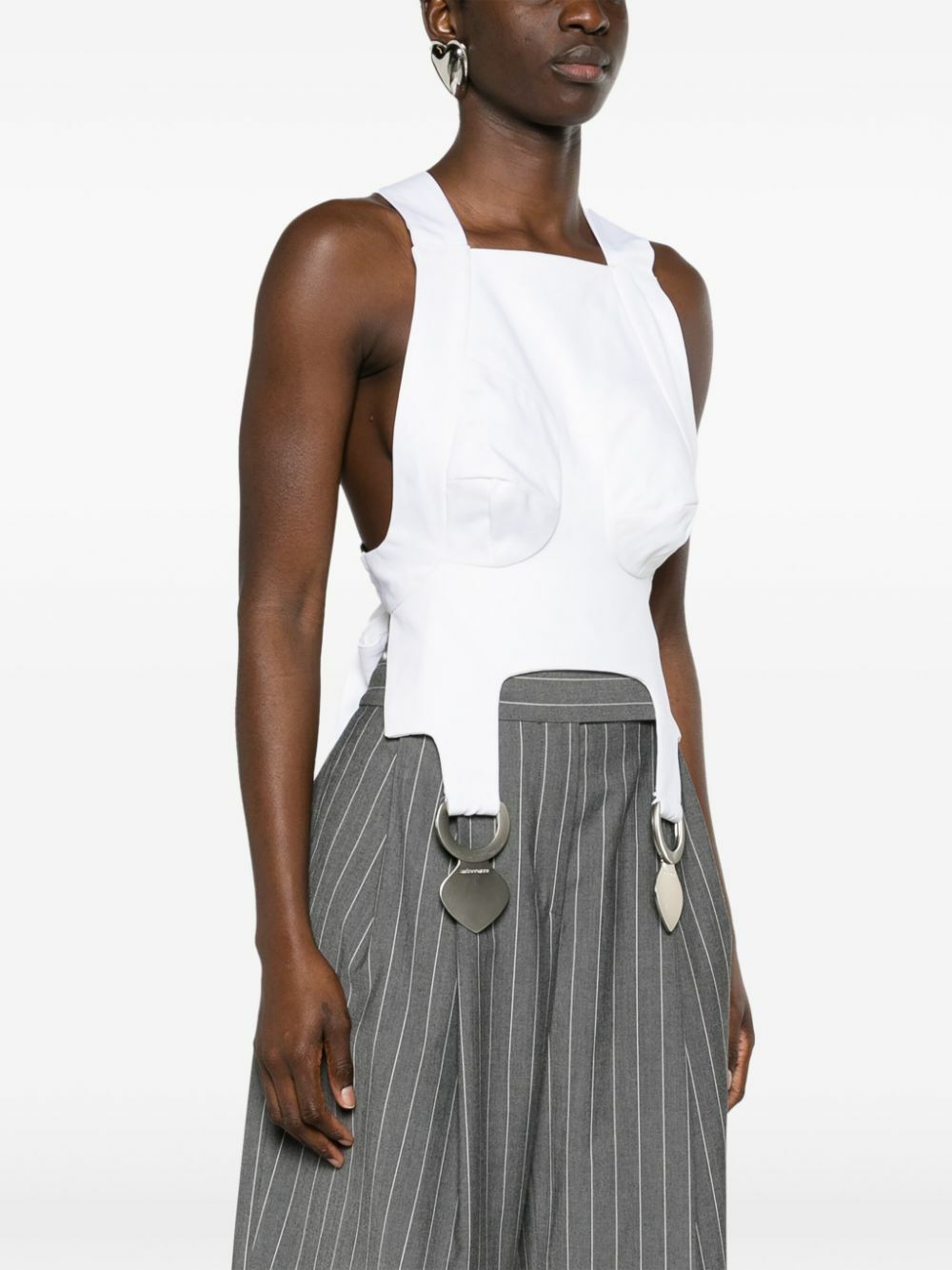 Sinead O'Dwyer White Square Neck Crop Top