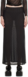Anna Sui Black Rhinestone Maxi Skirt