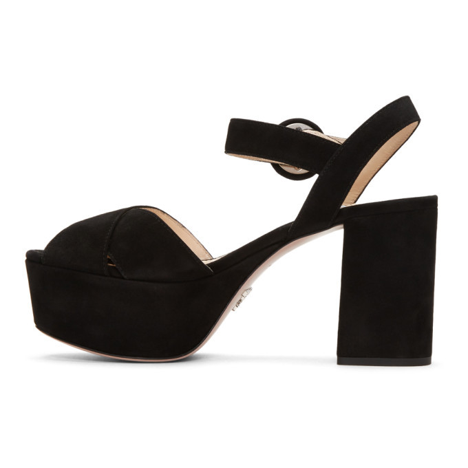 Prada Black Suede Platform Sandals Prada