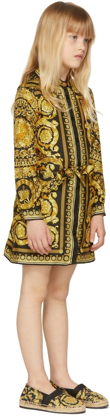 Versace Barocco Kids Silk Dress, Female, Print, 14A