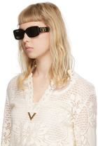 Valentino Garavani Black Rectangular Sunglasses