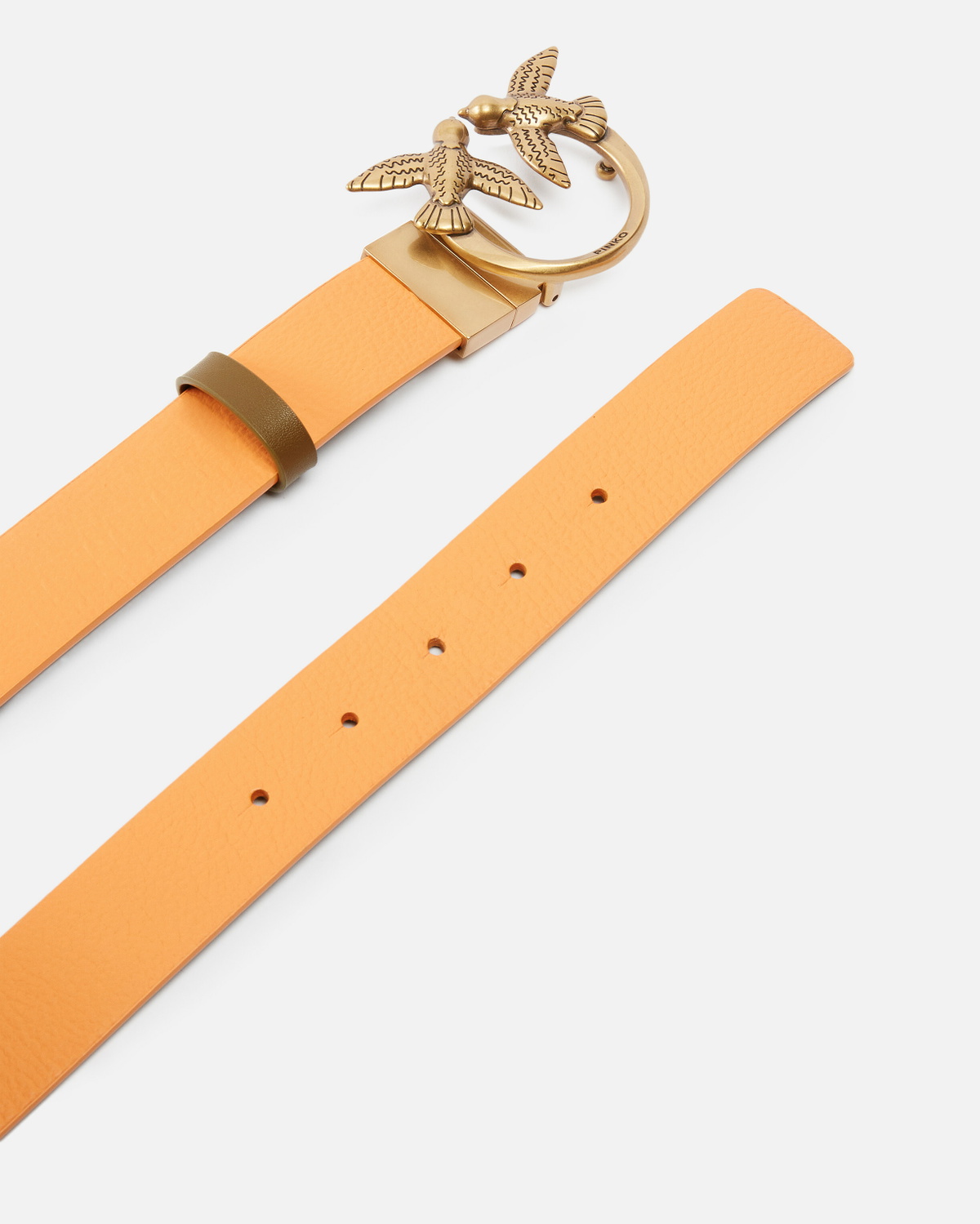 Pinko Reversible Love Birds Belt 3cm Army Green/Orange 