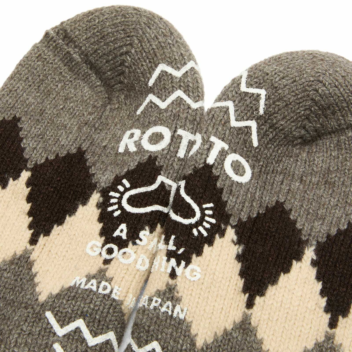 RoToTo Diamond Comfy Room Sock in Brown/Dark Grey