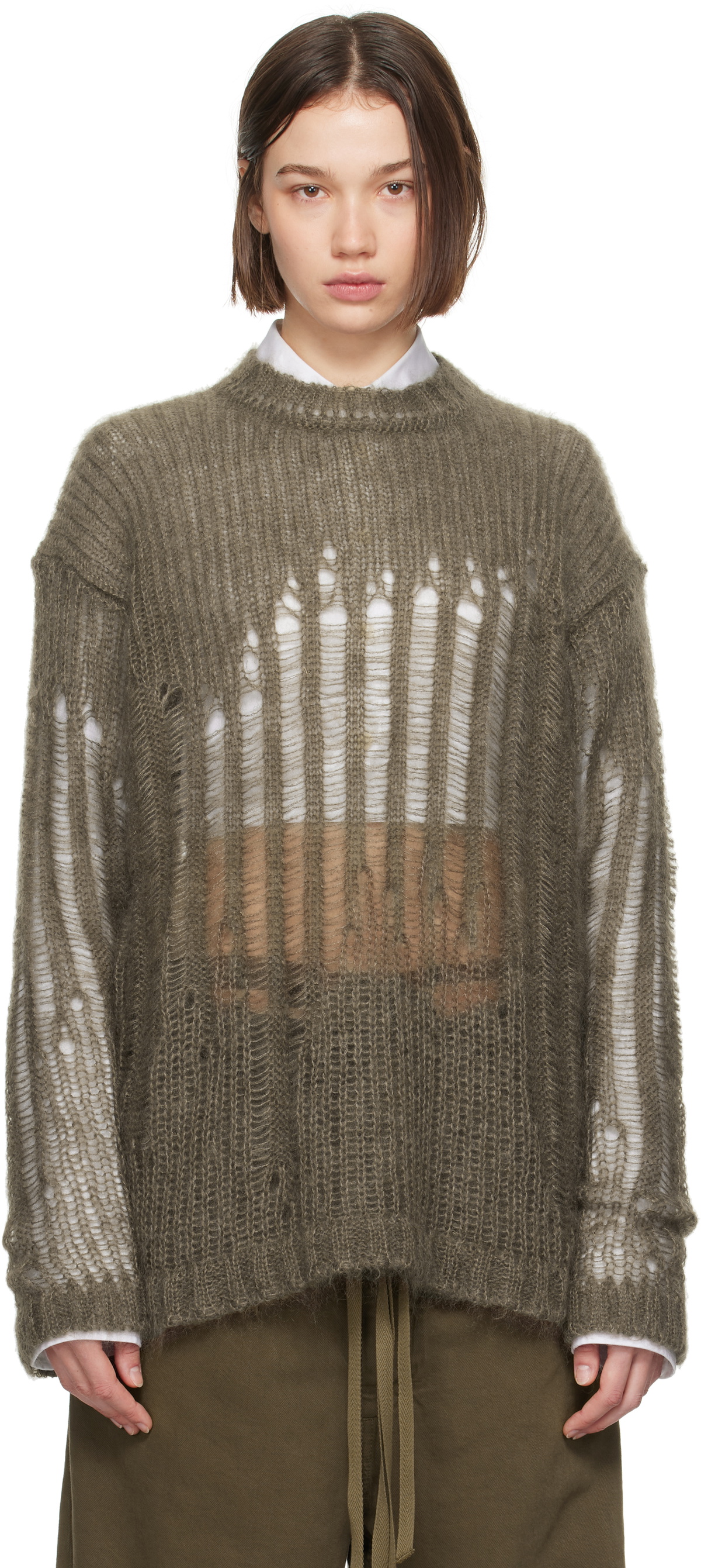 Ann Demeulemeester Khaki Rigmor Oversize Sweater