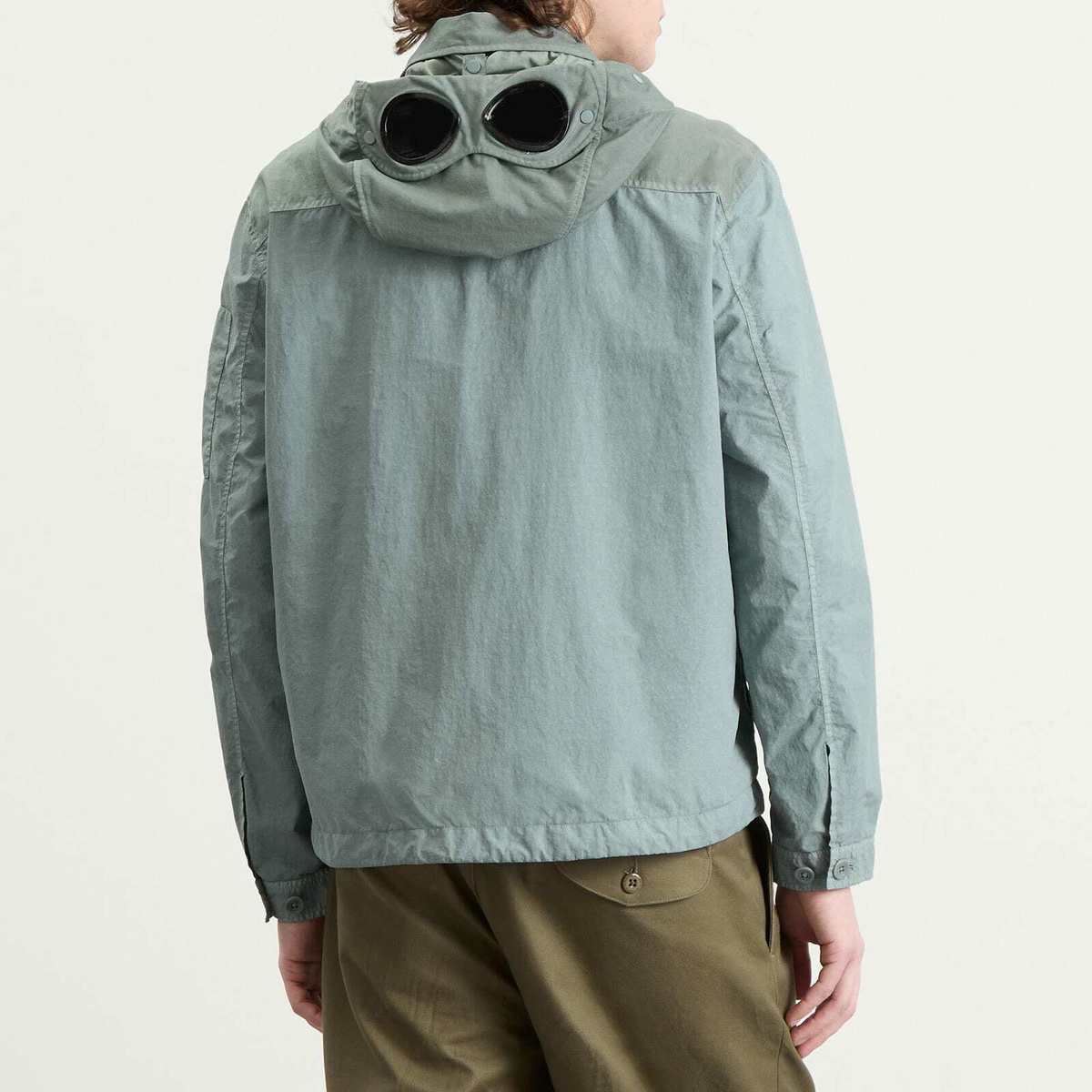 C.P. Company Men's Flatt Nylon Mixed Goggle Overshirt in Silver