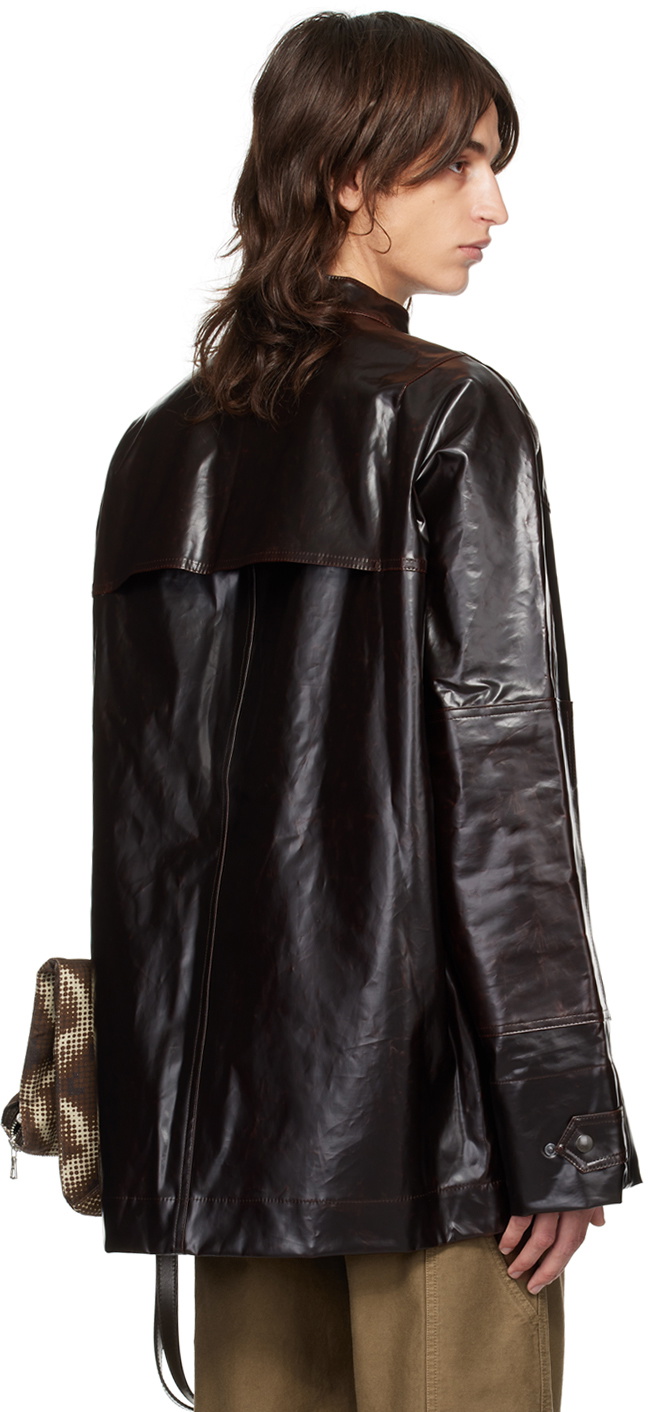 ジャケット・アウター 10s DRIES VAN NOTEN Stand Collar Jacket Dries Van Noten Brown Stand Collar Jacket Dries Van Noten