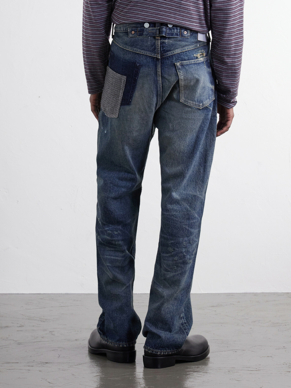 Junya Watanabe - Distressed Paint-Splattered Flared Jeans - Blue