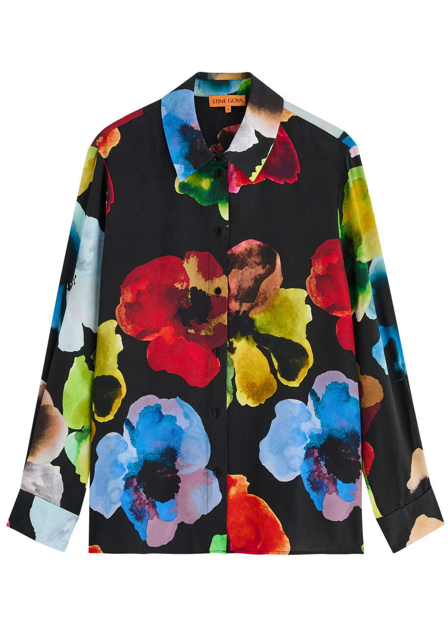 Stine Goya Floral-print Matte Satin Shirt Multicoloured 1