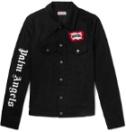 Palm Angels - ICECREAM Slim-Fit Logo-Appliquéd Printed Denim Jacket - Black