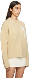 AMI Paris Beige Ami de Cœur Sweater