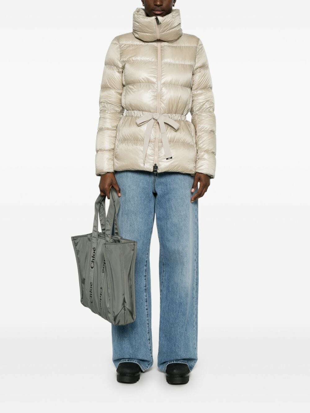 ジャケット・アウター herlipto Lace Shell Belted Down Jacket Lace Shell Belted Down Jacket（ダウンジャケット/コート
