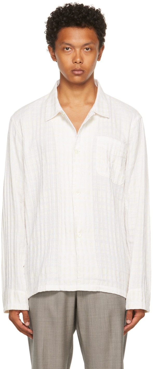 Our Legacy White & Beige Check Box Shirt Our Legacy