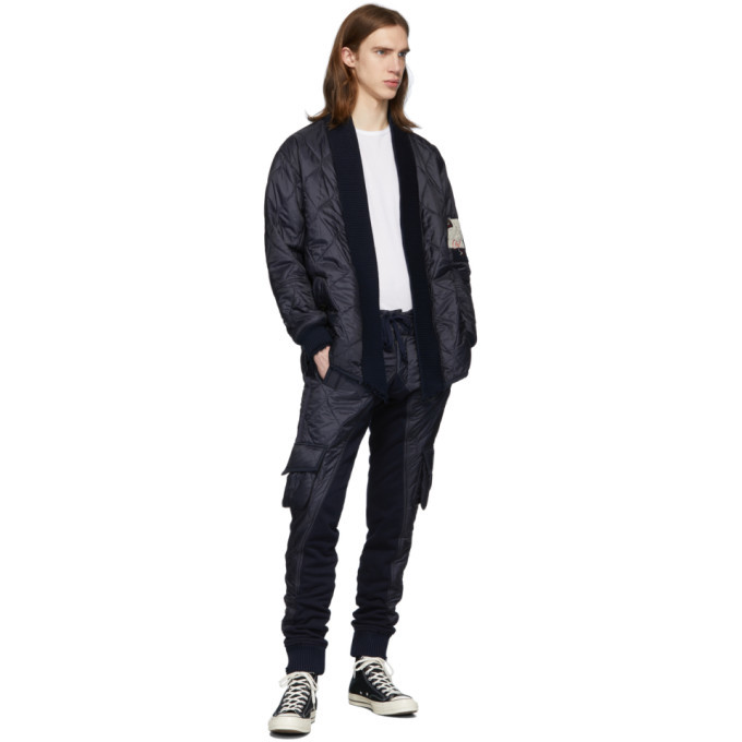 Greg Lauren Navy Paul and Shark Edition Quilted Cargo Pants Greg