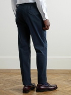 Rubinacci - Manny Straight-Leg Pleated Cotton-Twill Trousers - Blue