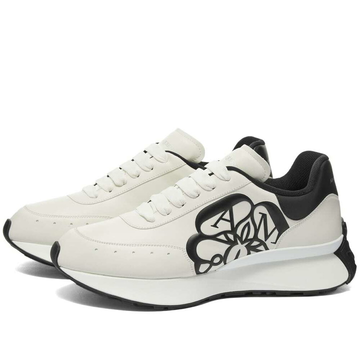 Photo: Alexander McQueen Men's Seal Logo Vintage Runner Sneakers in White/Black