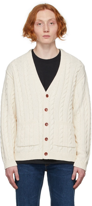 Photo: Nudie Jeans Off-White Cable Knit Cardigan