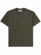 FEAR OF GOD ESSENTIALS - Logo-Flocked Cotton-Jersey T-Shirt - Green