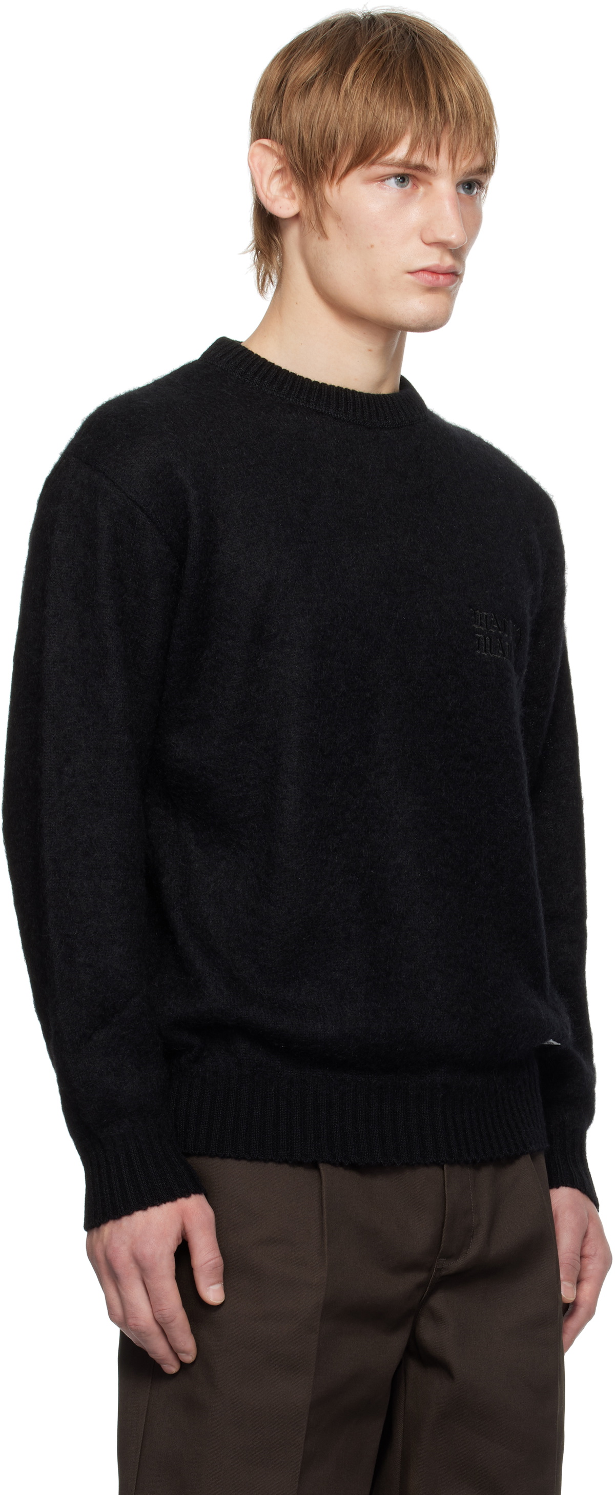 トップス WACKO MARIA MOHAIR CREW NECK SWEATER WACKO MARIA Black Mohair Crew Neck Sweater Wacko Maria