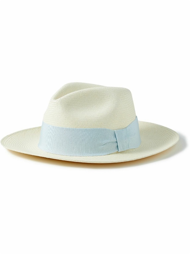 Photo: Frescobol Carioca - Rafael Grosgrain-Trimmed Straw Panama Hat - Blue