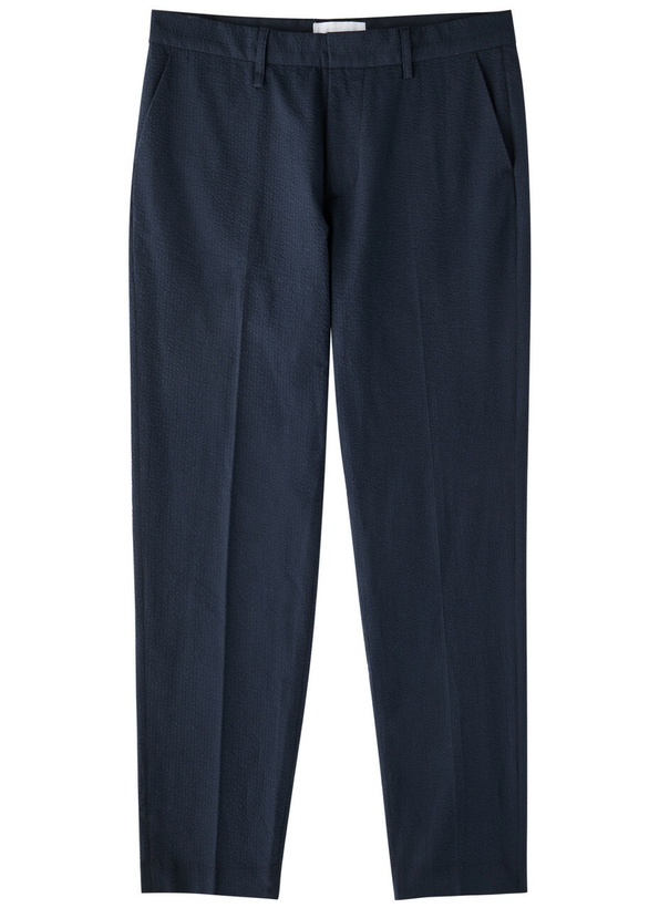 Photo: Wax London Alp Straight-leg Seersucker Trousers Navy