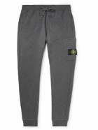 Stone Island - Tapered Logo-Appliquéd Garment-Dyed Cotton-Jersey Sweatpants - Gray