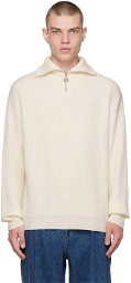 Solid Homme Off-White Half-Zip Sweater