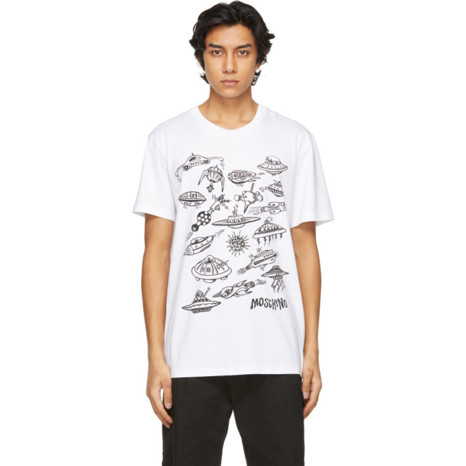 Moschino White Spaceship T-Shirt Moschino