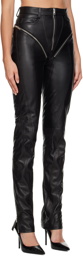 Mugler Black Zip Leather Pants