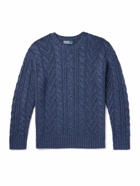 Polo Ralph Lauren - Cable-Knit Cotton, Cashmere and Hemp-Blend Sweater - Blue