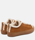 Inuikii Shearling-trimmed suede low-top sneakers