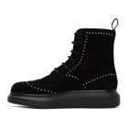 Alexander McQueen SSENSE Exclusive Black Suede Studded Hybrid Boots
