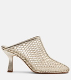 Souliers Martinez Giulia leather-trimmed fishnet mules