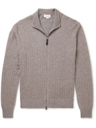 Brioni - Waffle-Knit Cashmere and Silk-Blend Zip-Up Cardigan - Gray