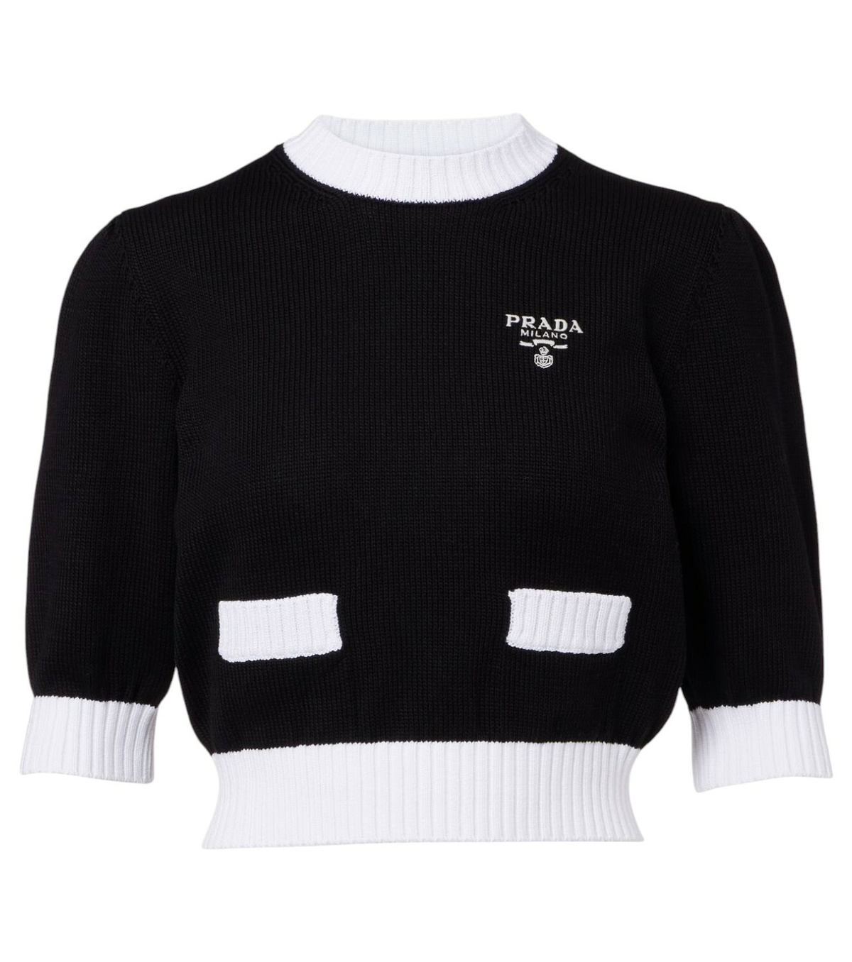 Prada Waffle-knit cropped cotton sweater Prada