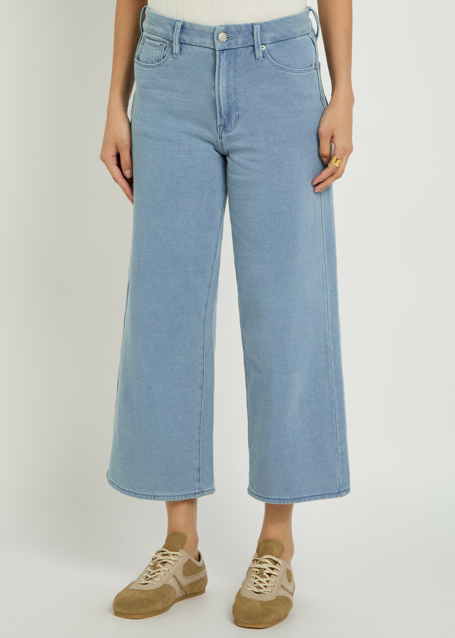 Good American Jeanius Cropped Wide-leg Trousers Light Blue