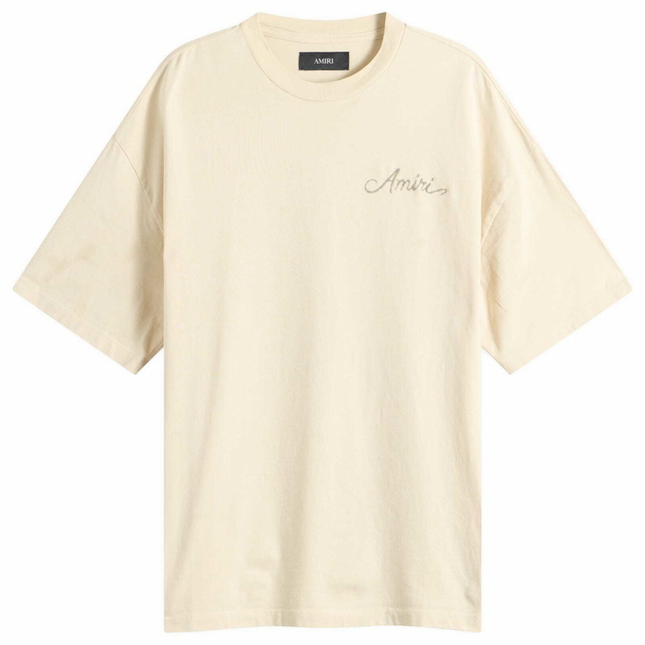 Photo: Amiri Men's MA Check Patch Skate T-Shirt in Alabaster