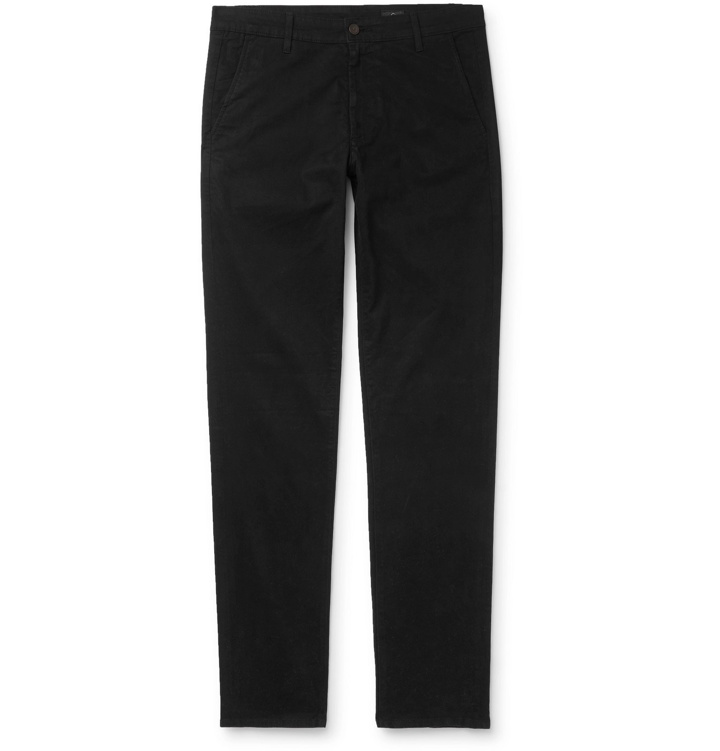 Photo: AG Jeans - Black Marshall Slim-Fit Brushed Cotton-Blend Trousers - Black