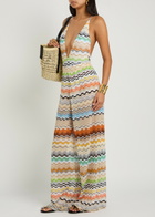 Missoni Patterned V-neck Fine-knit Swimsuit Multicoloured