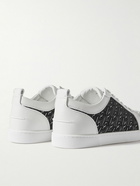 Christian Louboutin - Louis Junior Spikes Rubber-Trimmed Mesh and Suede Sneakers - White