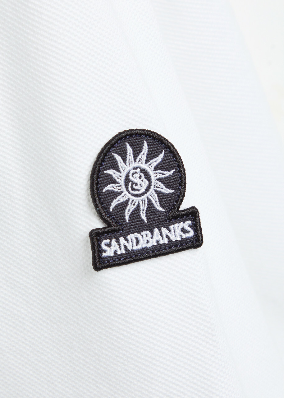 Sandbanks Logo Piqué Cotton Polo Shirt White