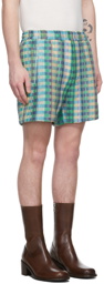 AMOMENTO Multicolor Check Shorts