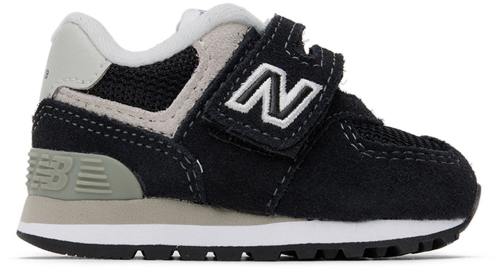 Photo: New Balance Baby Black Hook & Loop 574 Core Sneakers