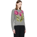 Maison Margiela Gray Brushed Alpaca V-Neck Sweater