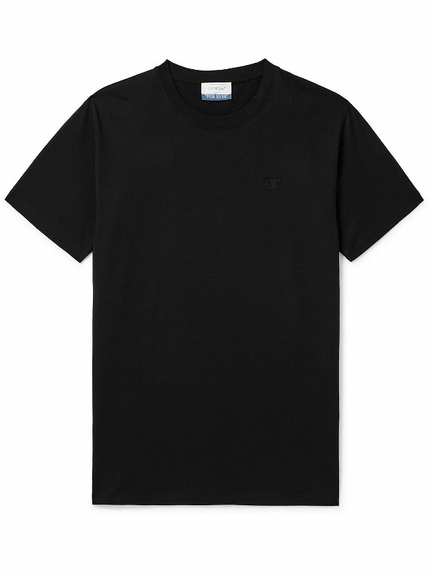 Photo: Off-White - Logo-Embroidered Cotton-Jersey T-Shirt - Black