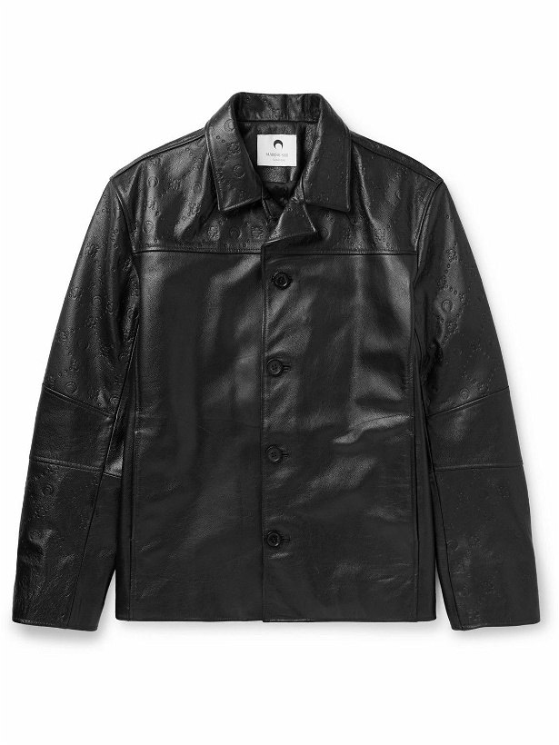 Photo: Marine Serre - Moonogram Embossed Leather Jacket - Black