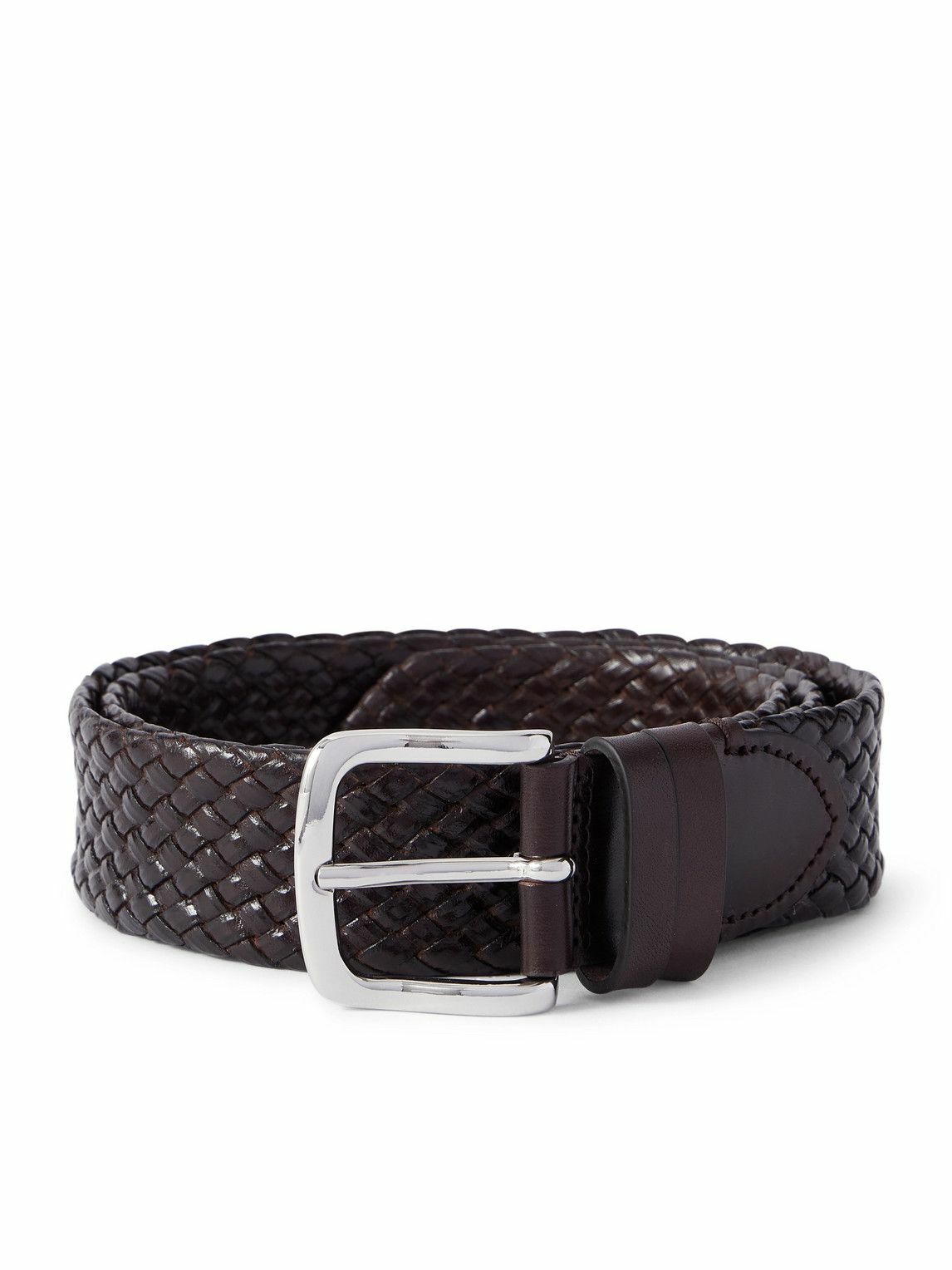 Mr P. - Luxe 3.5cm Woven Leather Belt - Brown